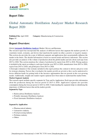 Automatic Distillation Analyzer Market Research Report 2020