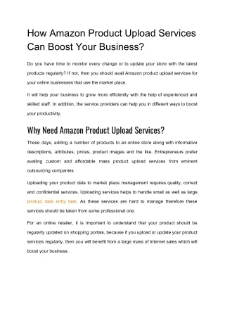 How Amazon Product Upload Services Can Boost Your Business?