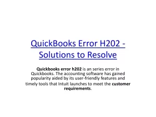 quickbooks error h202 solutions to resolve