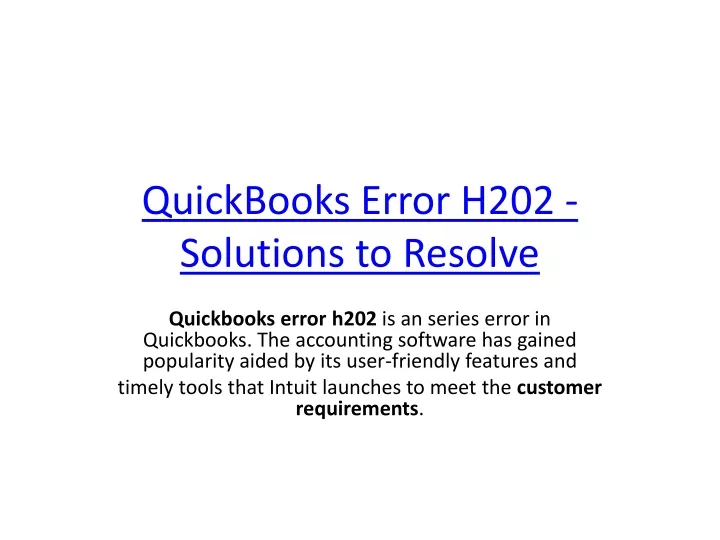 quickbooks error h202 solutions to resolve