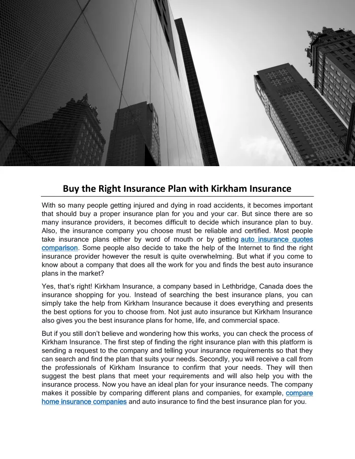 buy the right insurance plan with kirkham