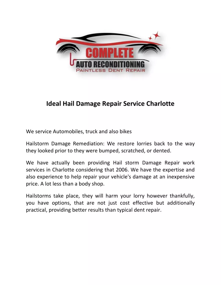 ideal hail damage repair service charlotte