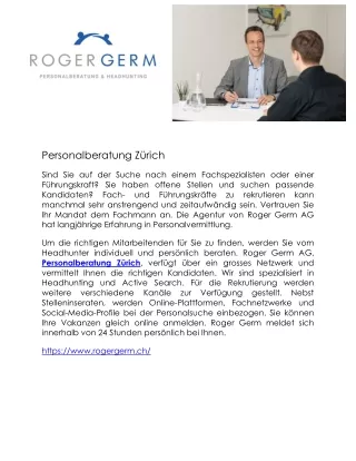 personalberatung z rich