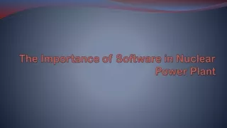 The Importance of Software in Nuclear Power Plant