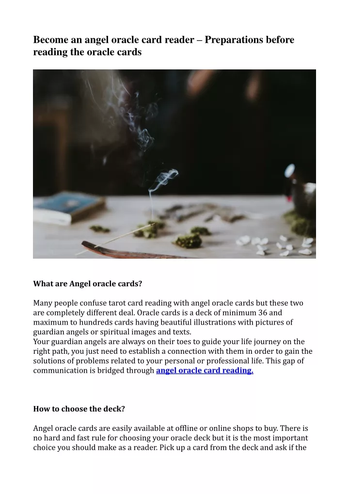 become an angel oracle card reader preparations