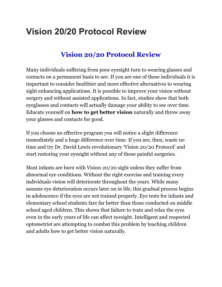 vision 20 20 protocol review