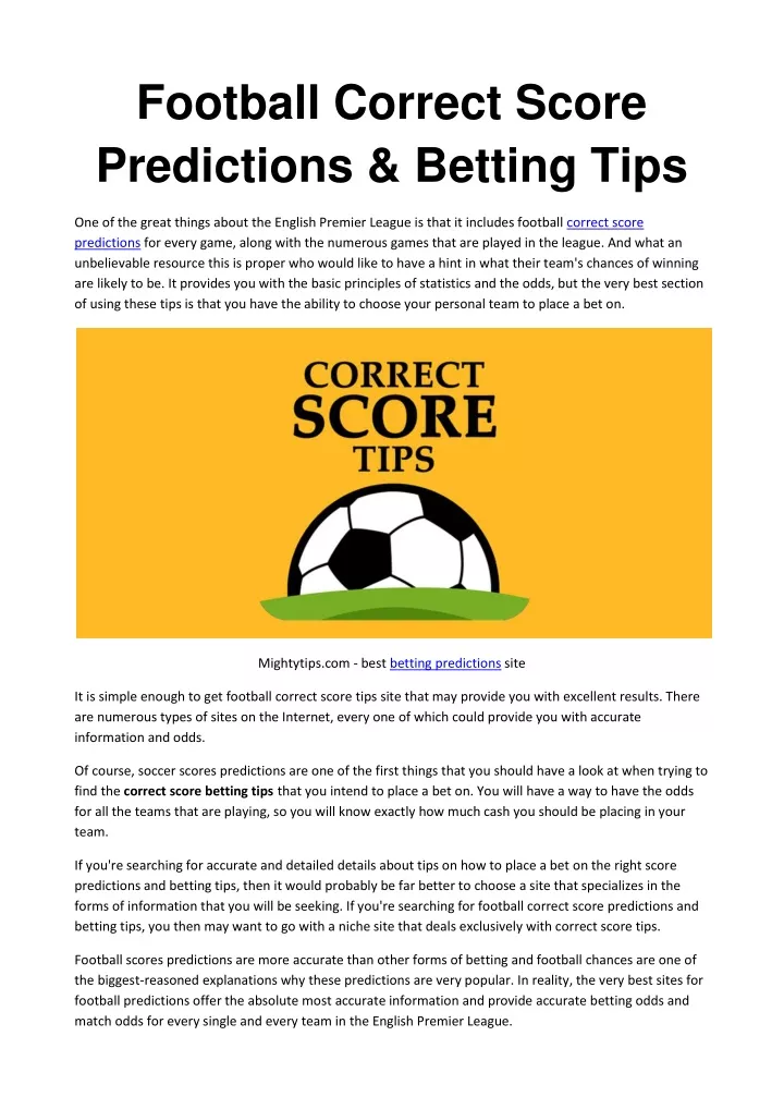 football correct score predictions betting tips