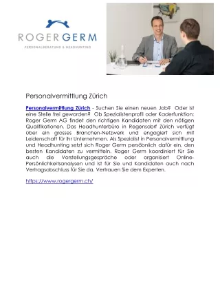 personalvermittlung z rich