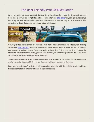 the user friendly pros of bike carrier