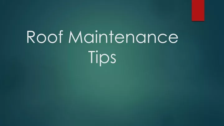 roof maintenance tips