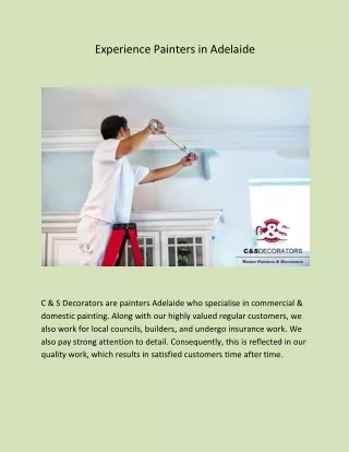 Experience Painters in Adelaide