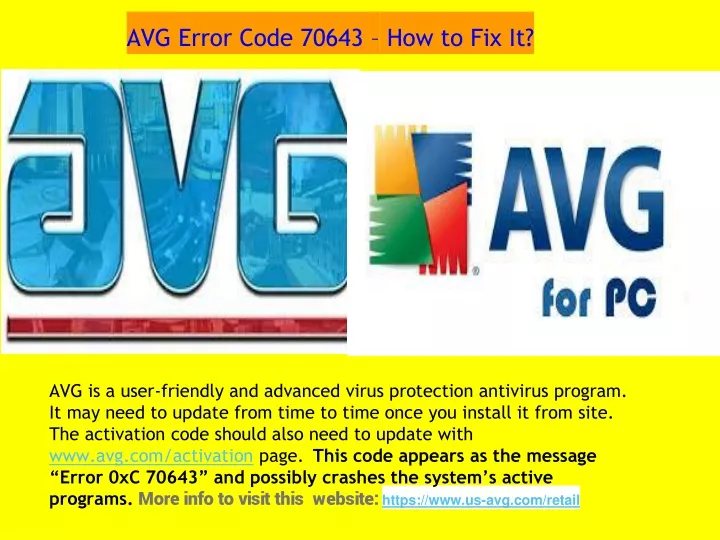 avg error code 70643 how to fix it