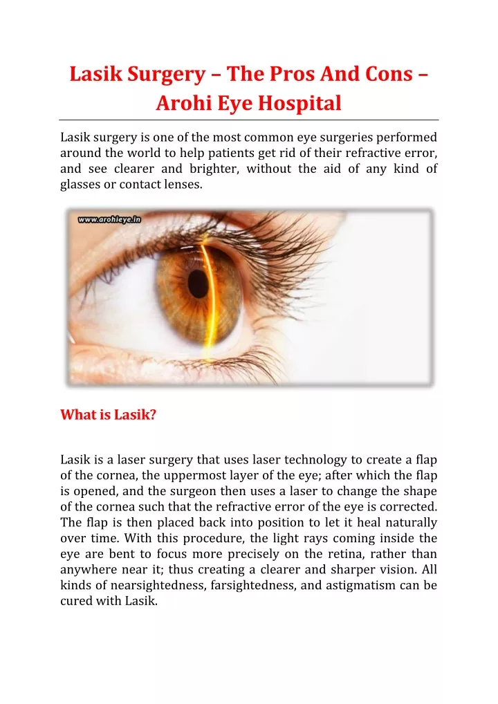 lasik surgery the pros and cons arohi eye hospital