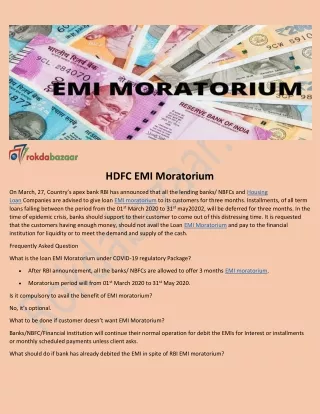 hdfc emi moratorium