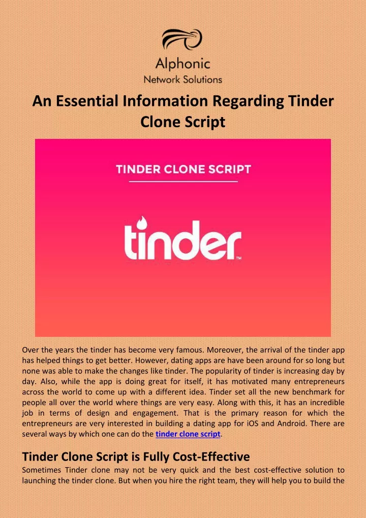 an essential information regarding tinder clone