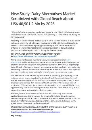 new study dairy alternatives market new study