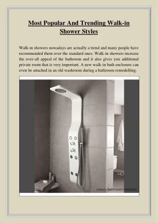 most popular and trending walk in shower styles