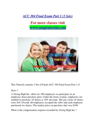 ACC 304 Extraordinary Success |snaptutorial.com