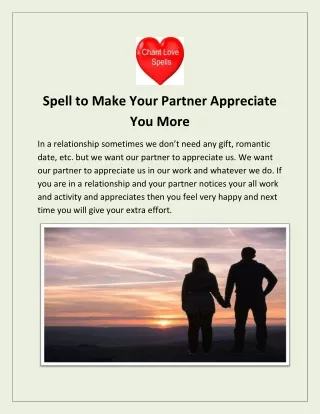 Spell To Make Your Partner Appreciate You More