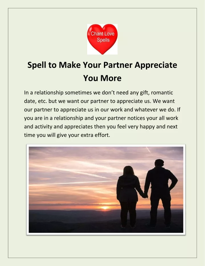 spell to make your partner appreciate you more
