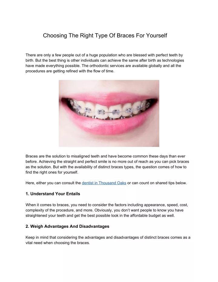choosing the right type of braces for yourself