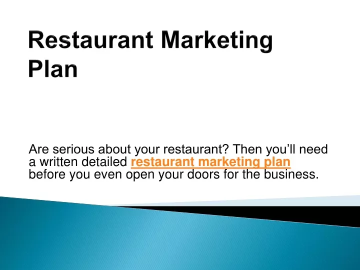 restaurant marketing plan