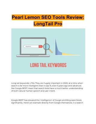 Pearl Lemon SEO Tools Review: LongTail Pro