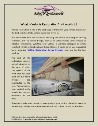 What is Vehicle Restoration? Is it worth it?