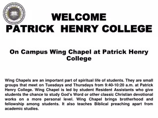 Wing Chapel at Patrick Henry College