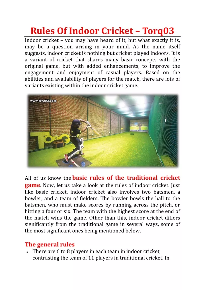 rules of indoor cricket torq03 indoor cricket