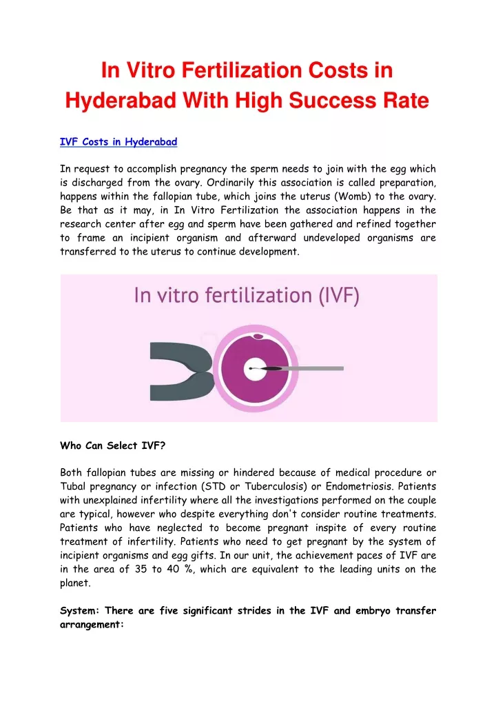 in vitro fertilization costs in hyderabad with high success rate
