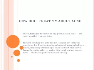 How Did I Treat My Adult Acne | Online Generic medicine