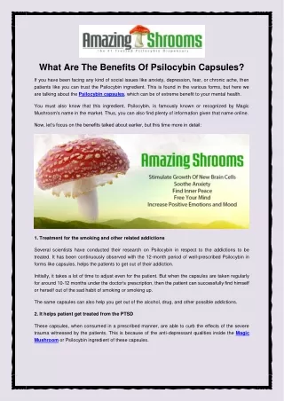 What Are The Benefits Of Psilocybin Capsules?