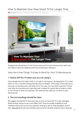 How to maintain your aiwa tv for longer time
