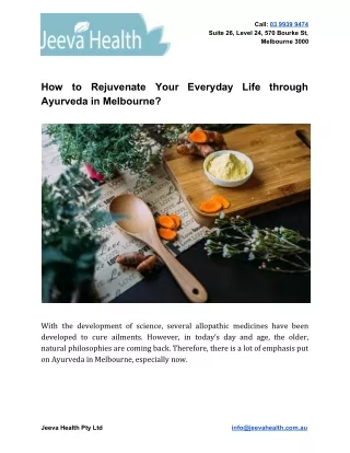 How to Rejuvenate Your Everyday Life through Ayurveda in Melbourne?