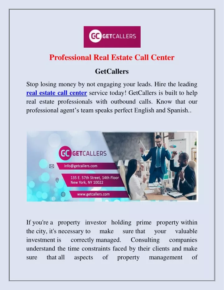 professional real estate call center