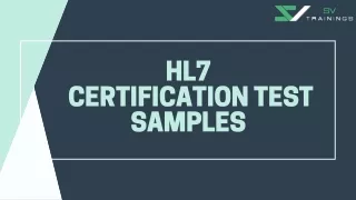 HL7 Certification Sample Tests