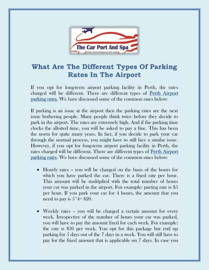 what are the different types of parking rates