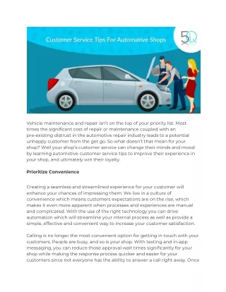 Tips To Improve Customer Service For Your Automotive Shop
