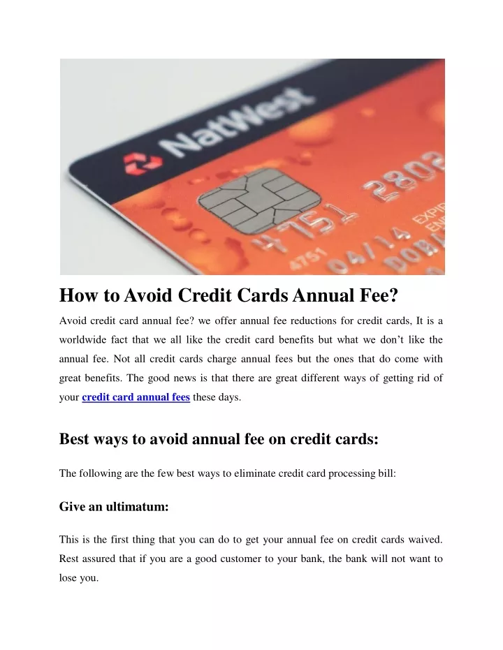 how to avoid credit cards annual fee