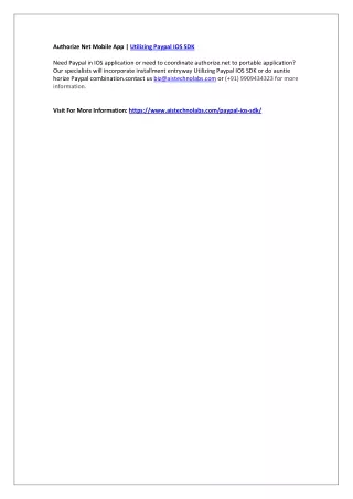 authorize net mobile app utilizing paypal ios sdk