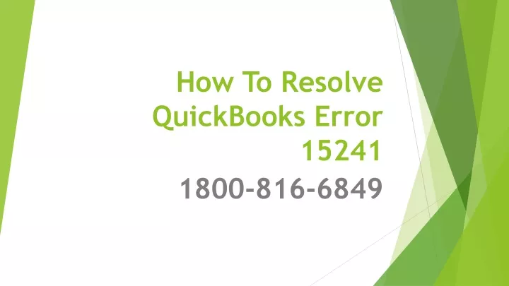 how to resolve quickbooks error 15241