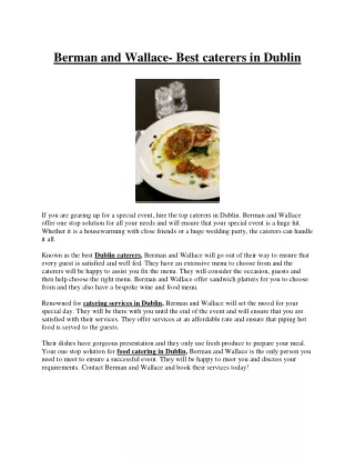 Berman and Wallace- Best caterers in Dublin