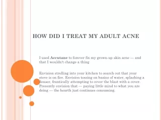 How Did I Treat My Adult Acne | Online Generic Medicine