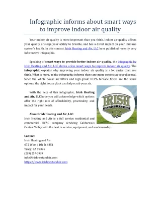 Infographic Informs About Smart Ways To Improve Indoor Air Quality