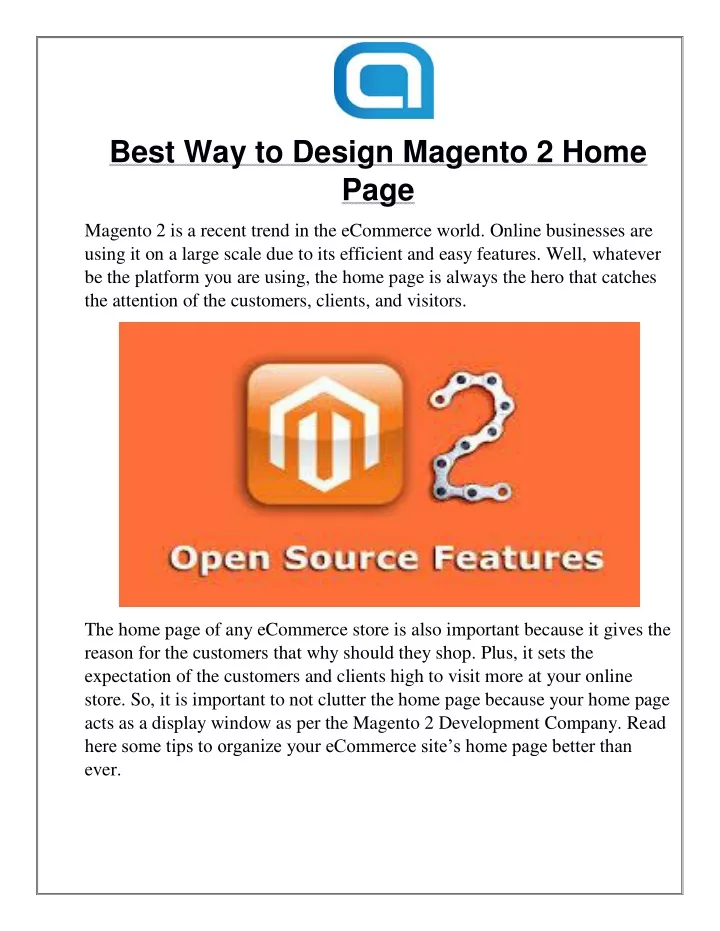 best way to design magento 2 home page
