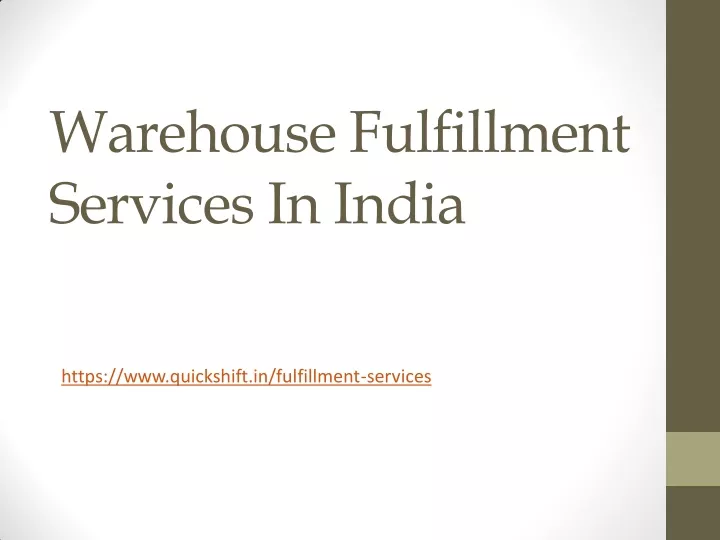 warehouse fulfillment services in india https