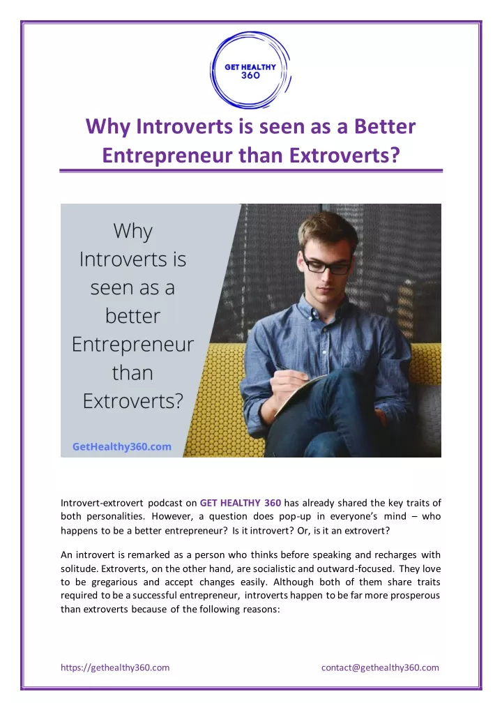 why introverts is seen as a better entrepreneur