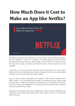 How Much Does it Cost to Make an App like Netflix?