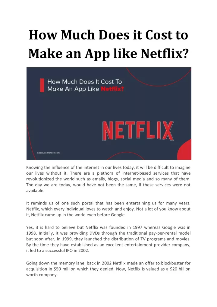 how much does it cost to make an app like netflix